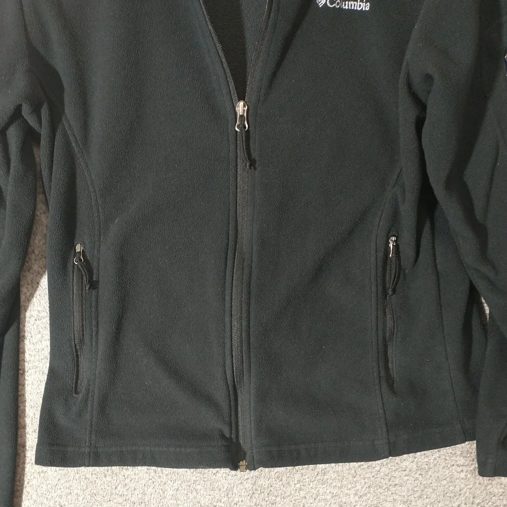 Columbia Mens Full Zip Fleece Jacket Black Mock Neck Large Zippered Pockets
